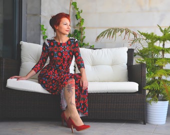 Medias de tatuaje con flores, pantimedias, medias estampadas a mano, tallas disponibles S-XXL