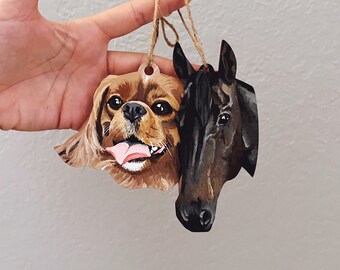 Pet Portrait - Wood Ornament | Hand Painted | Painted Pet Portrait | Christmas Ornament | Pet Ornament | Pet Gift | Custom Ornament | Dog