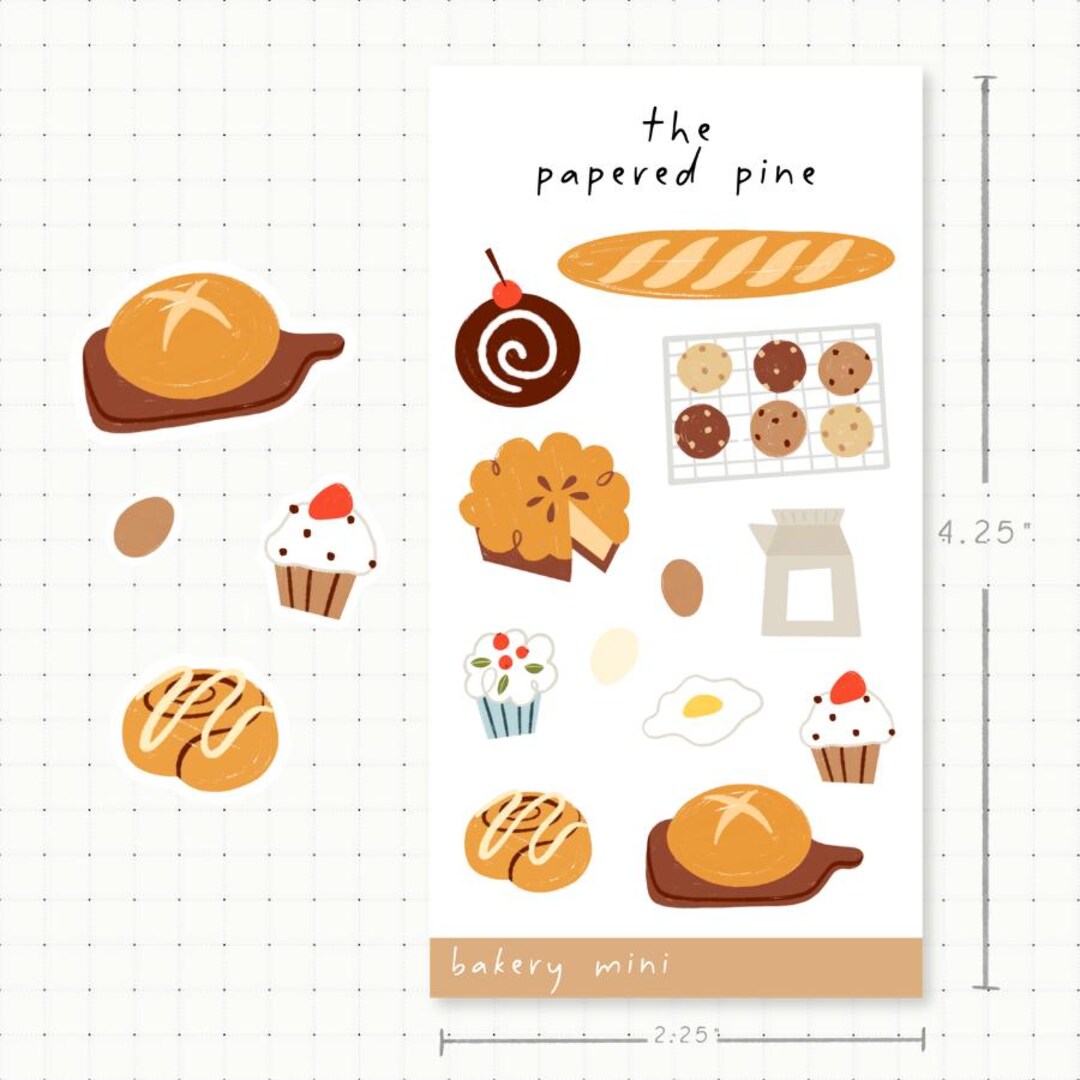 Mini Bakery Sticker Sheet | Cute Bakery Planner Stickers for Journaling ...