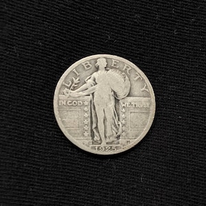 Mystery Factory (1925 Vintage .900 Fine SILVER Large Quarter Dollar Coin - Standing LIBERTY, Shield, 13 Stars, Eagle) Roaring &#39;20s Treasure!
