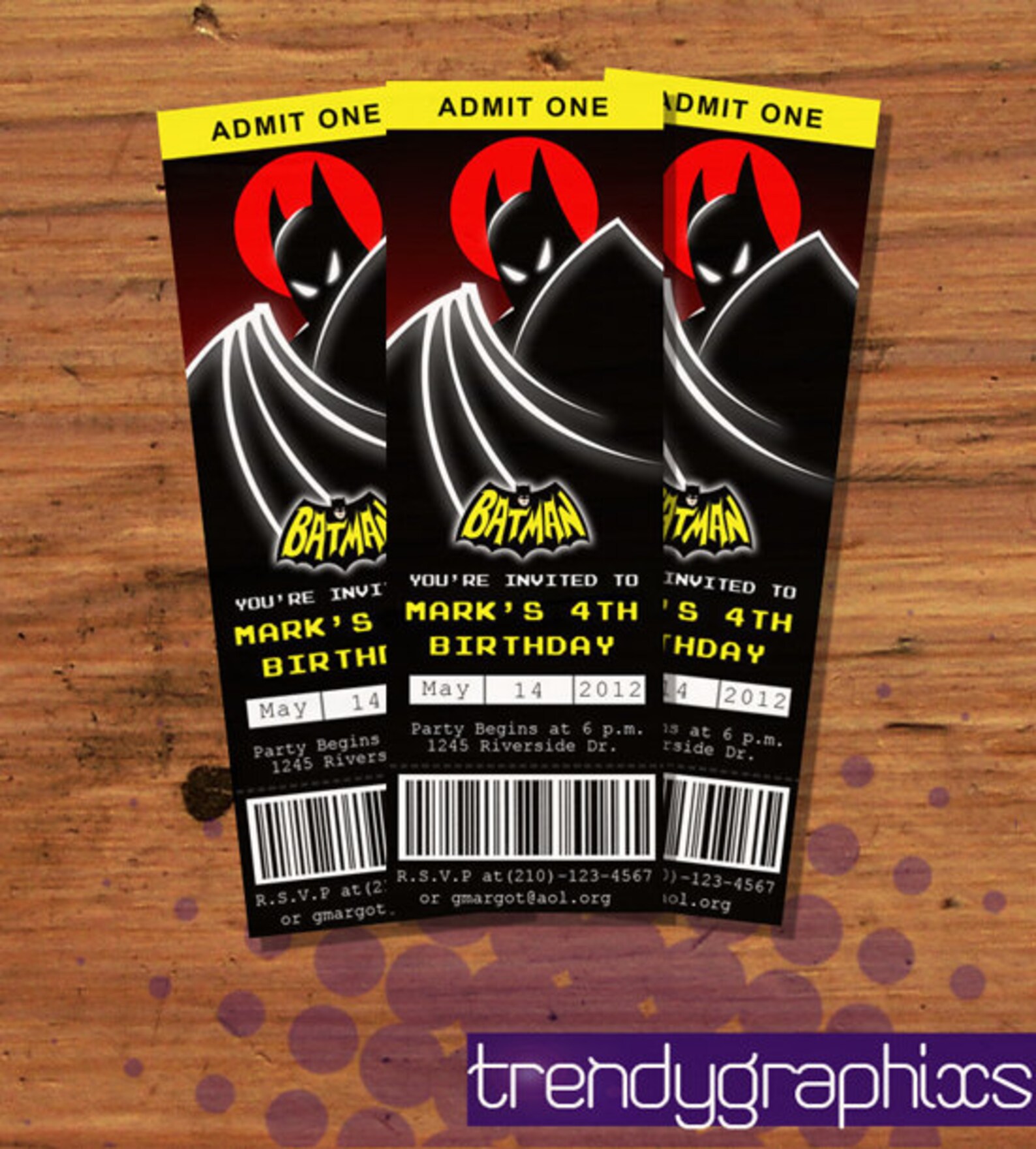 Personalize Digital Only Batman Movie Tickets Etsy
