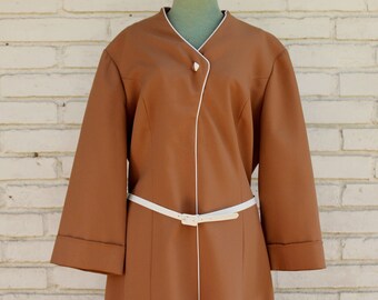 Vintage 1960's Mr. Jack Dallas Caramel Brown Belted Shift Dress
