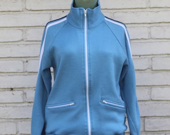 Vintage 1980's Oshman's Sportswear Baby Blue Zip Up Jacket - Size M