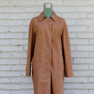 Vintage 1970's 1980's Sears Tan Trenchcoat Overcoat Topcoat with Hidden Buttons and Hanging Loop