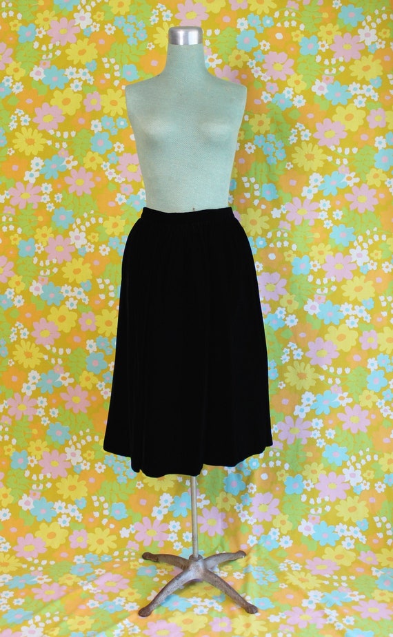 Vintage 1980's Liz Claiborne Velvet Black A-Line … - image 1