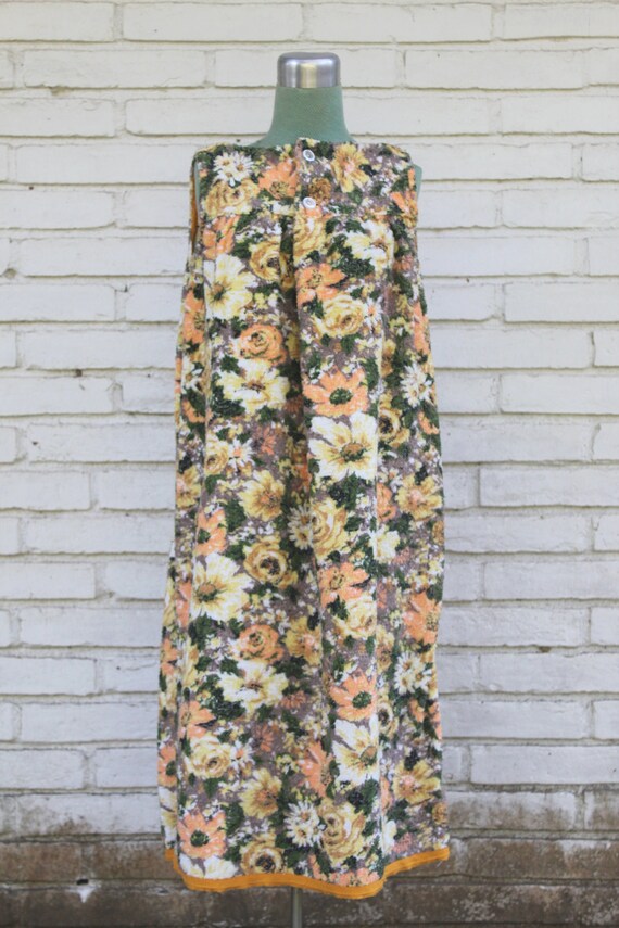 Vintage 1960's Floral Terry Cloth Towel Sleeveless