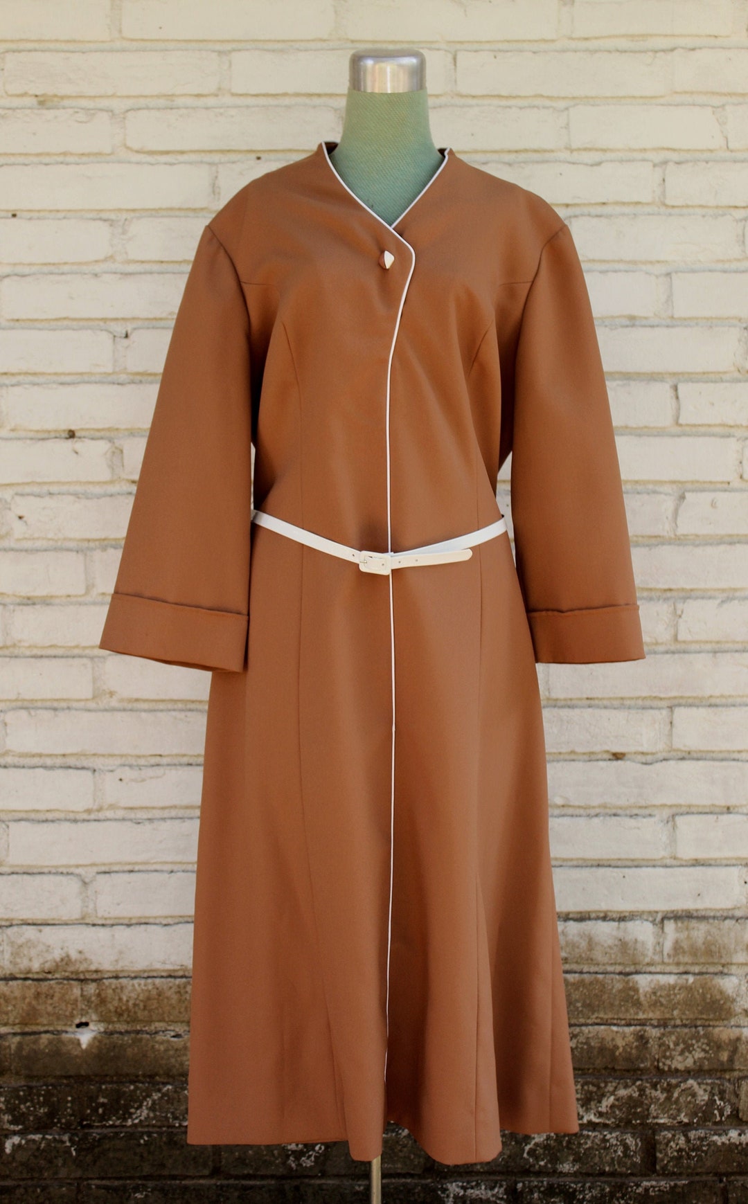 Vintage 1960's Mr. Jack Dallas Caramel Brown Belted Shift Dress