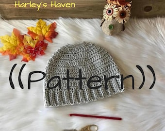 Crochet Messy Bun Beanie PATTERN / PDF / Digital Download / Adult and Child Size