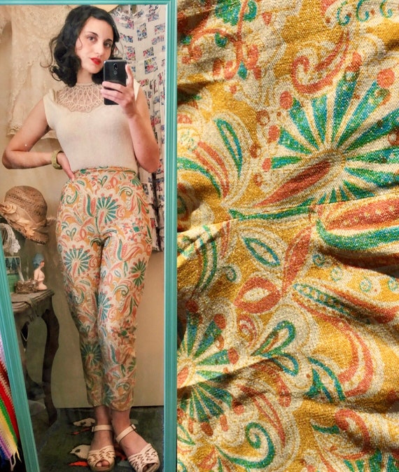 1960s Metallic Lurex Cigarette Pants Small