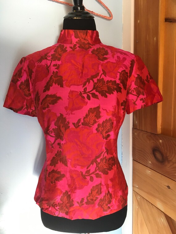 Gorgeous 1960s Silk Blouse Roses & Butterflies Pri