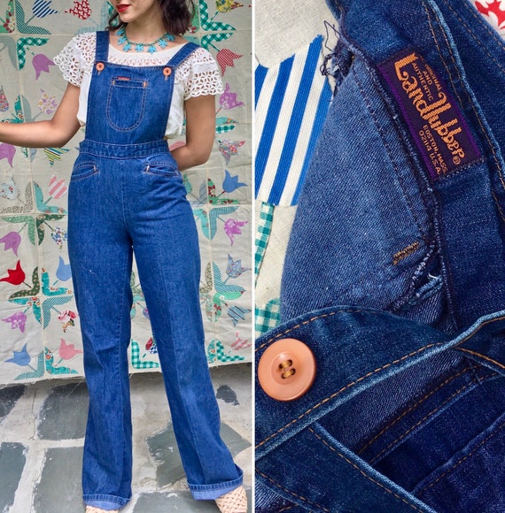 1970s LANDLUBBER Bell Bottom Overalls Denim Jumpsu