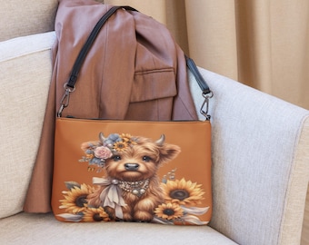 Highland Cow Crossbody Purse in Bronze