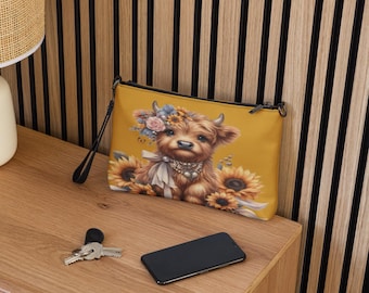Highland Cow Crossbody Purse in Buttercup