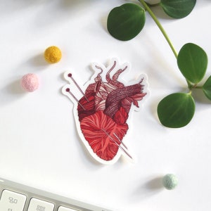 Sticker with an illustration of a wool heart
