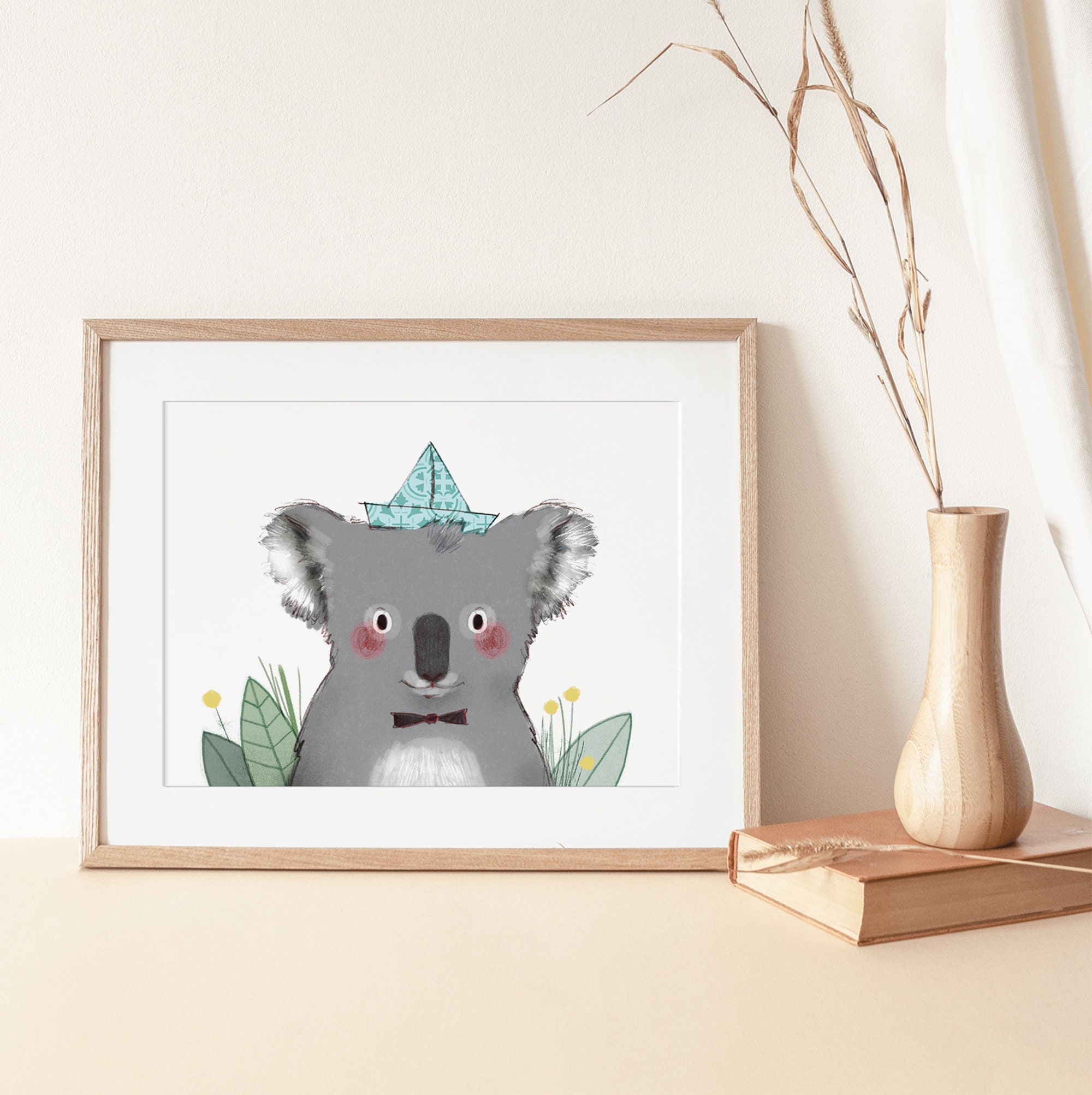 Illustration Of A Cute Baby Koala Wearing A Bow Tie And A Etsy