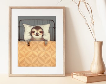 Illustrated SLOTH poster Children illustration illustration art for framing Valérie Boivin 8'' X 10''