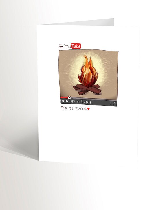 Funny Card Illustration Art Comfort Fireplace Fire On Etsy