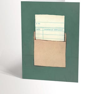 CARTE DE SOUHAIT avec une illustration de carte de bibliothèque vintage pour toutes occasions
