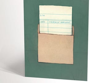 CARTE DE SOUHAIT avec une illustration de carte de bibliothèque vintage pour toutes occasions