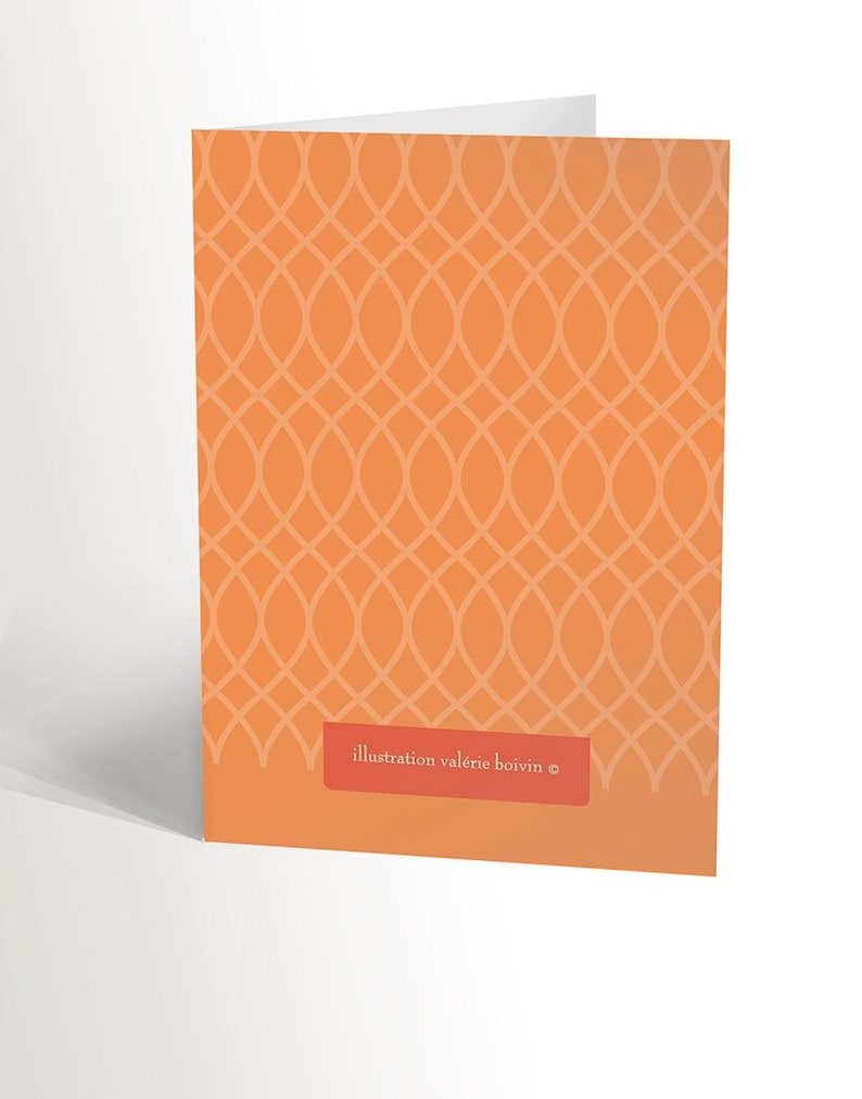 May include: Orange card with a repeating pattern of white ovals. The text "illustration valerie boivin &copy;" is at the bottom of the card.