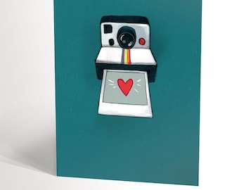 GREETING CARD with an illustration of a vintage polaroid for photography lovers