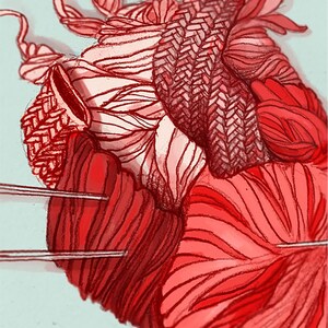 CARTE DE SOUHAIT avec une illustration de coeur tricoté rouge amour image 3
