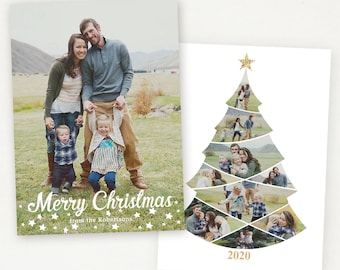 Photo Christmas Card Template - Christmas Tree Photo Card Template - Photoshop Template- 5x7 Holidays Card Template -031 - ID251