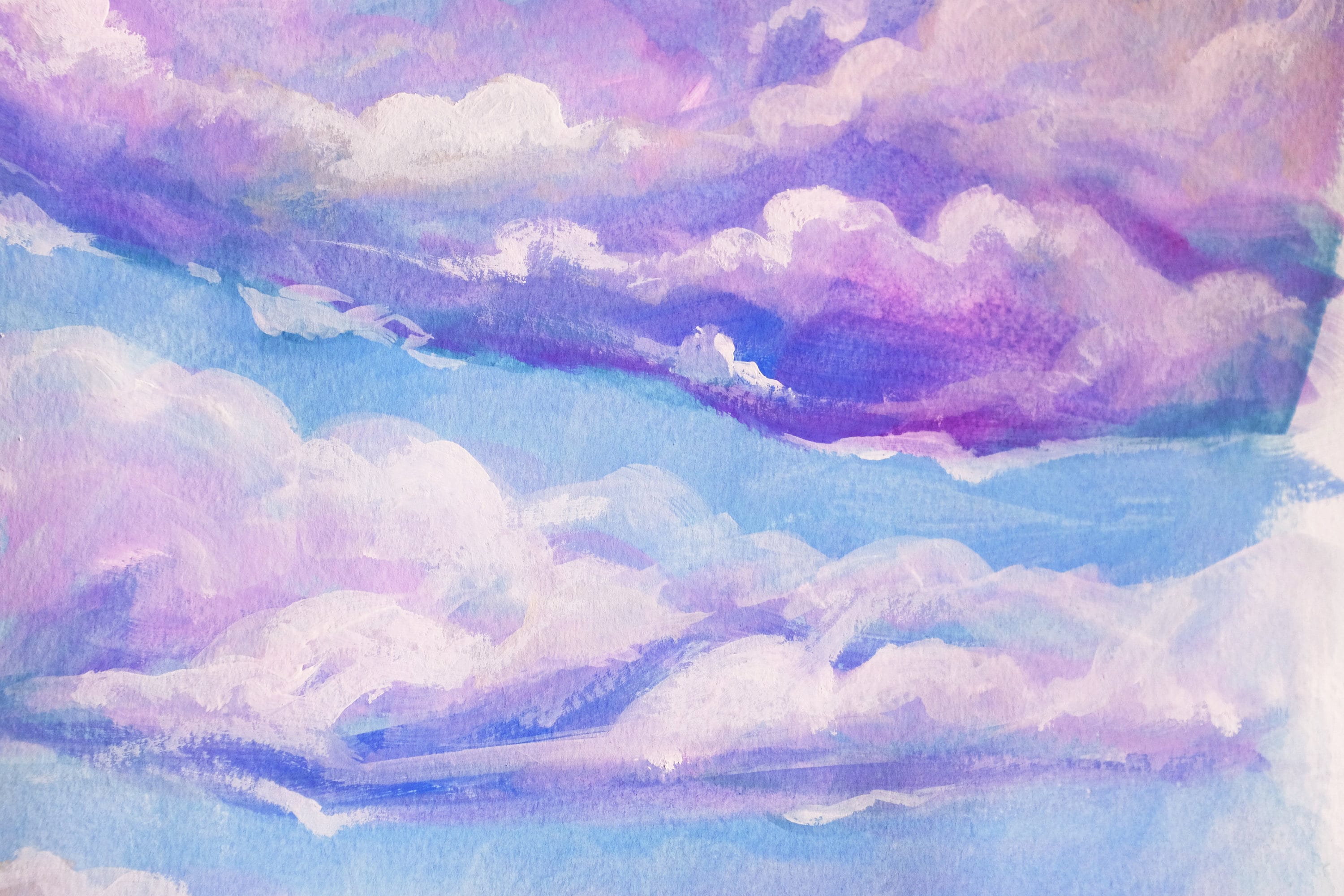 Purple Pink Clouds gouache painting Original painting sky Etsy