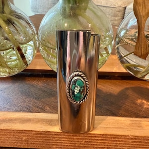 Lighter Sleeve Cover made with Turquoise, and Sterling  Silver details.