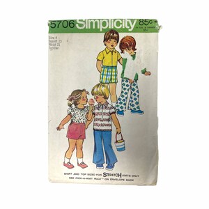 Vintage 1973 Simplicity 5706 Kids Sewing Pattern Size 4