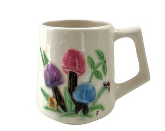 Vintage 70s Mushroom Ceramic Coffee Mug | Bohemian Boho Groovy Hippie Psychedelic