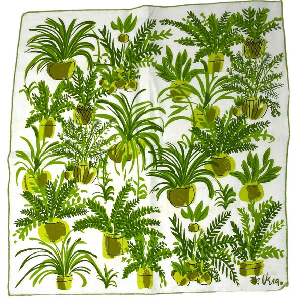 Vintage VERA Neumann Green Fern Plants Napkins Set (4) | ~ MCM 50s 60s 70s Retro Green Table Linens