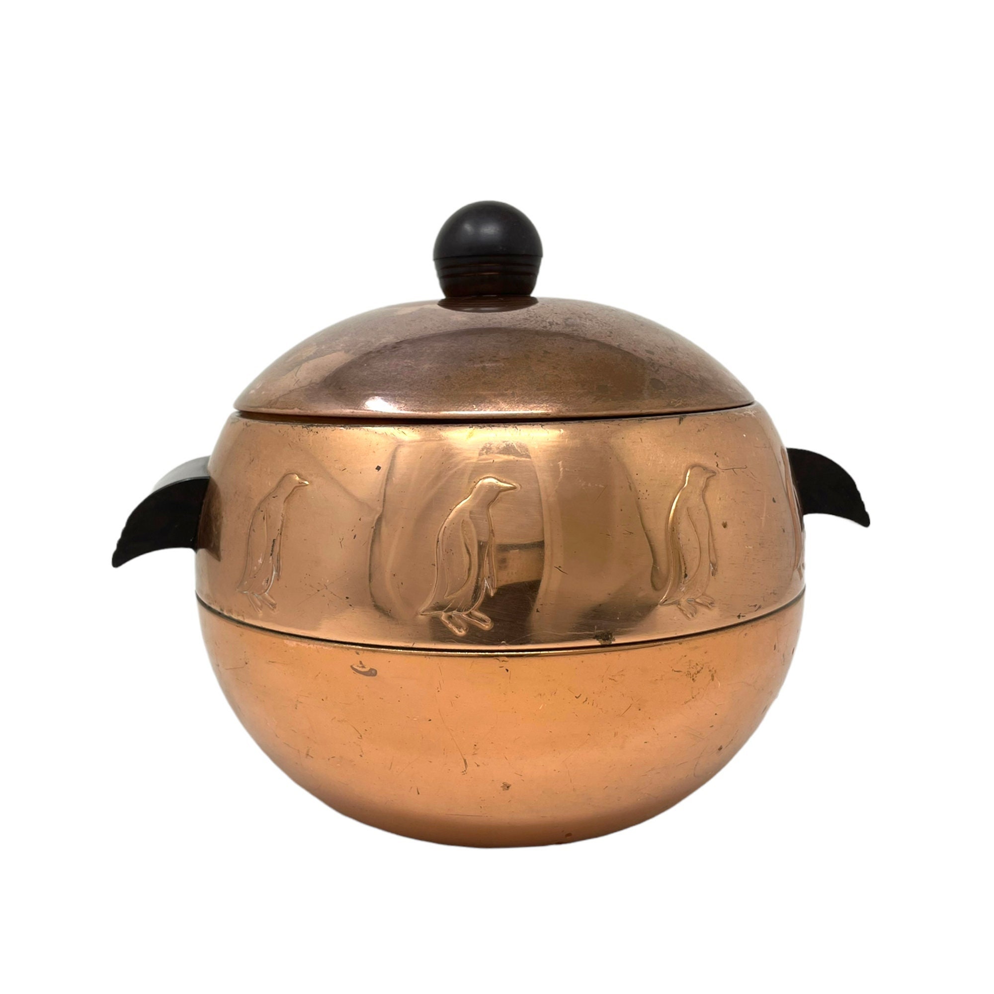 Vintage Penguin West Bend Hot Cold Server Ice Bucket Copper 