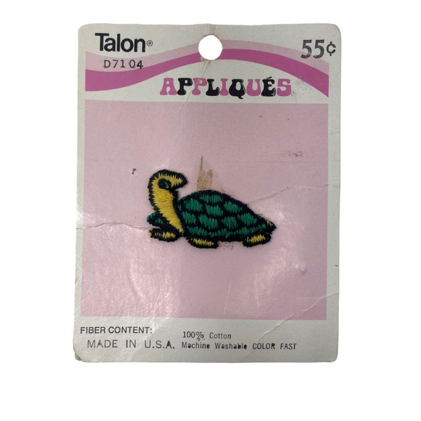 Vintage Turtle Talon Appliqué 1976 | Retro Sewing Patch Kitsch 70s Hippie Boho Groovy