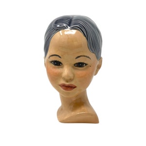 Vintage Alexander Backer African Lady Figurine Statue Head Bust Ceramic Glossy - Mid Century Vintage Home Decor Polynesian Black 50s 60s