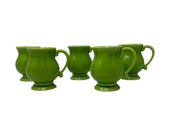 Berkeley House Japan Green Vintage Retro Mugs 60s 70s Set of Five (5)