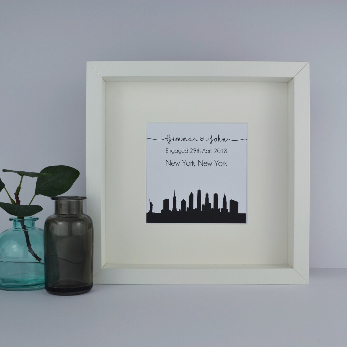 Engagement city skyline gift Personalised New York City Etsy