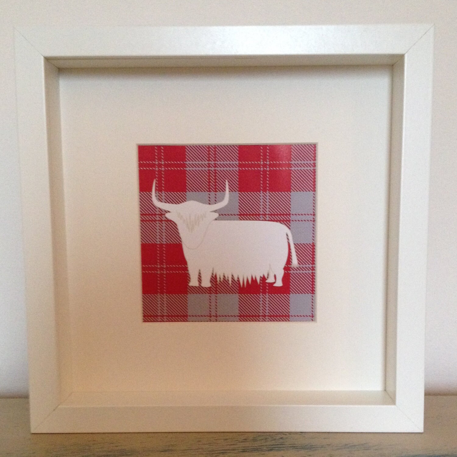 Framed Tartan Highland Cow Print