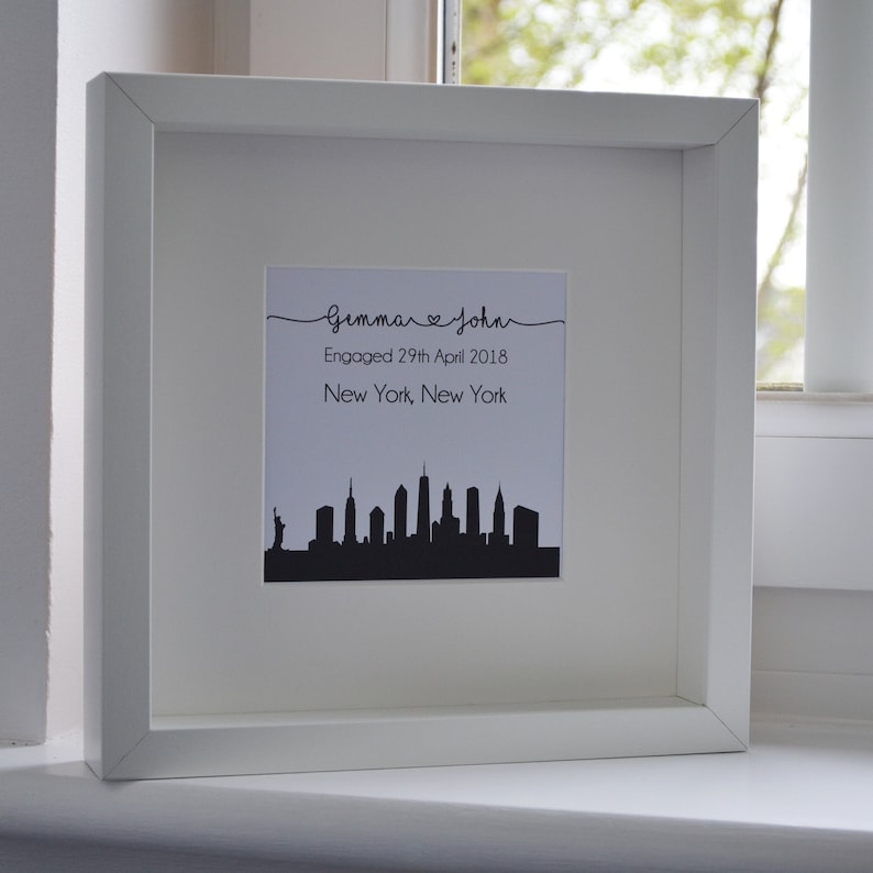 Engagement city skyline gift Personalised New York City Etsy