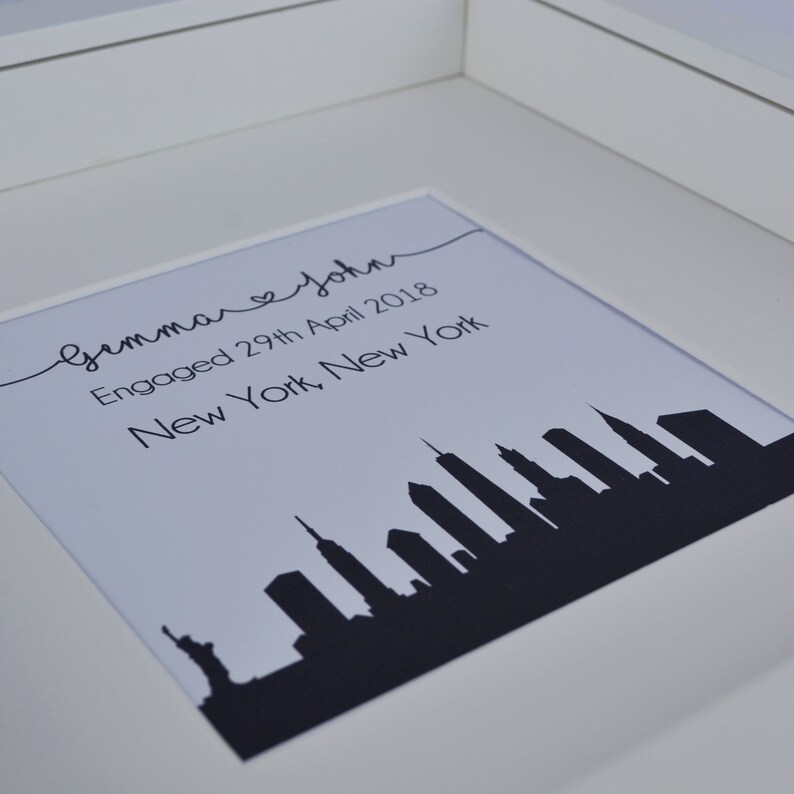 Engagement city skyline gift Personalised New York City Etsy