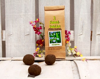 Seedballs Balkongarten 3er, Seedbombs mit niedrig bleibenden Sommerblumen, Geschenk für Gartenfreunde,