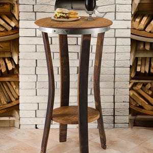 ustic Wine Barrel Pub Table Reclaimed Oak Bar Table Made in USA