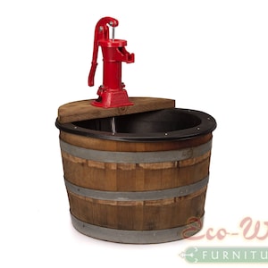 1/2 Wine Barrel Fountain Old Fashion Water Pump