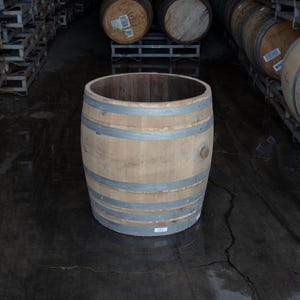 3/4 Wine Barrel Planter – Reclaimed Oak – Rustic Garden Pot – 29&quot;x28&quot;x28&quot; – Free Shipping