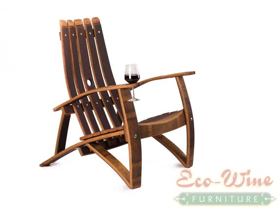 Adirondack Wine Barrel Chair With Wine Glass Holder Etsy