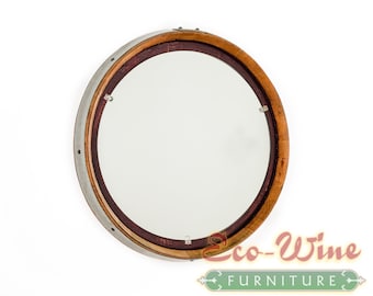 Wine Barrel Mirror Round Wall/ Handmade, Napa Valley