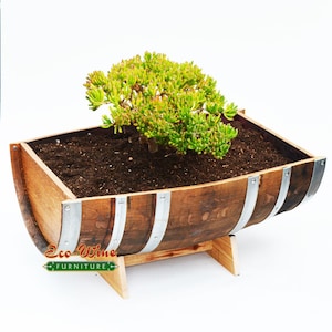 Wine Barrel Trough Half  Planter