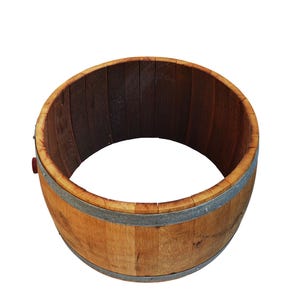 Reclaimed Wine Barrel Planter – Rustic Half Barrel Centerpiece 26&quot;x26&quot;x17&quot; – Oak Barrel Garden Pot – Free Shipping