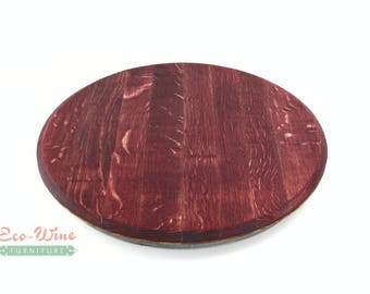 Wine Barrel Lazy Susan, Handmade Large Red  22''