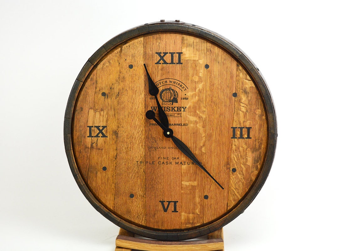 Barrel Head Clock Handmade Whiskey Etsy